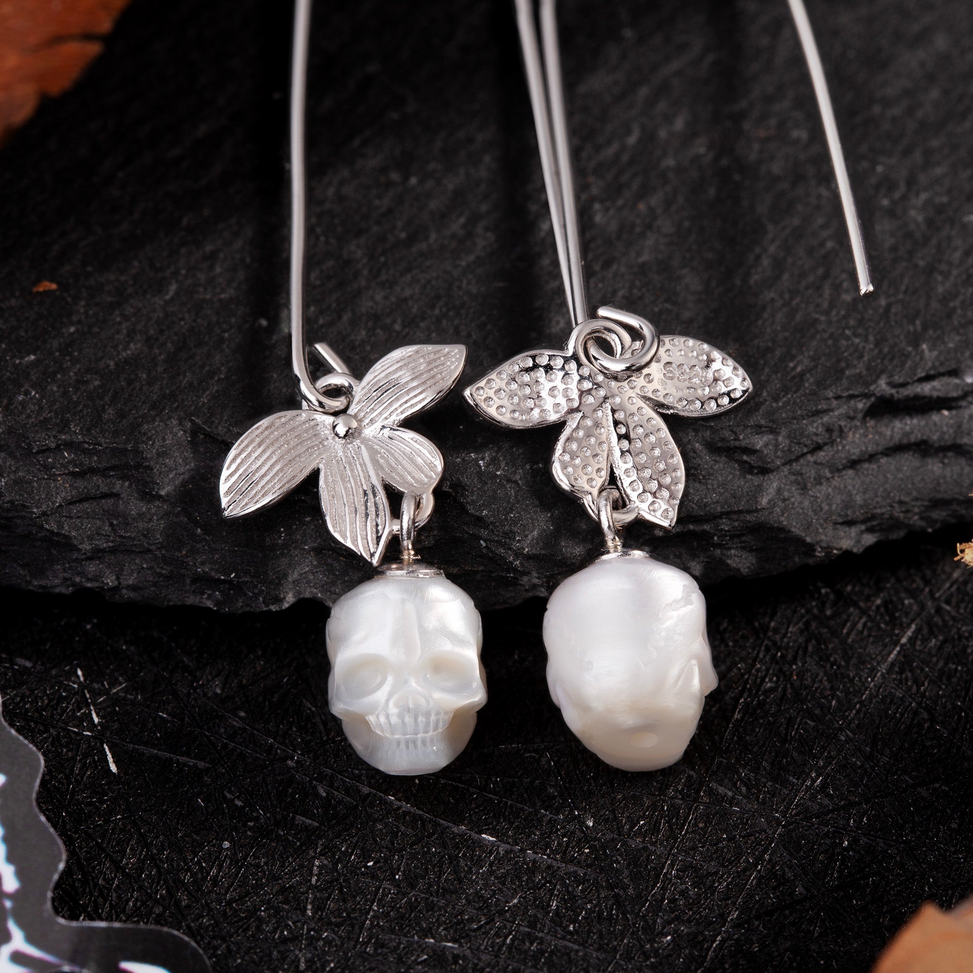 Silver Flower Pearl Drop Earring