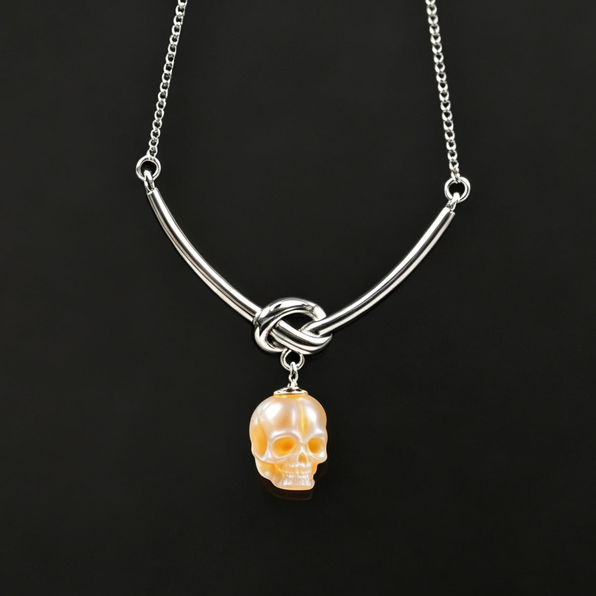 Collar de cráneo de perlas anudadas simples