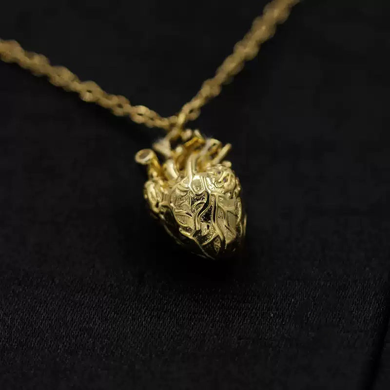 Soul in the Depths Openable Anatomical Heart Pearl Skull Necklace