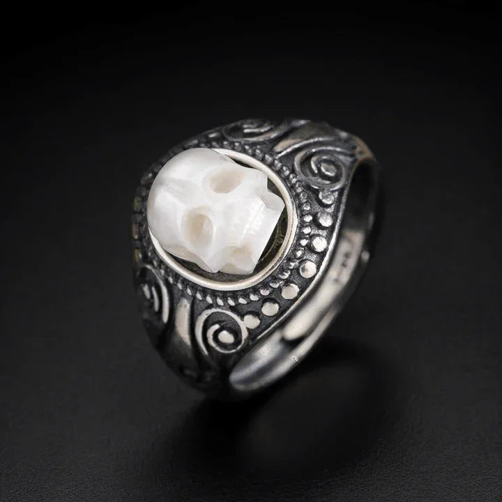Belle Juri Stylish and Unique Pearl skull Ring for Biker Party