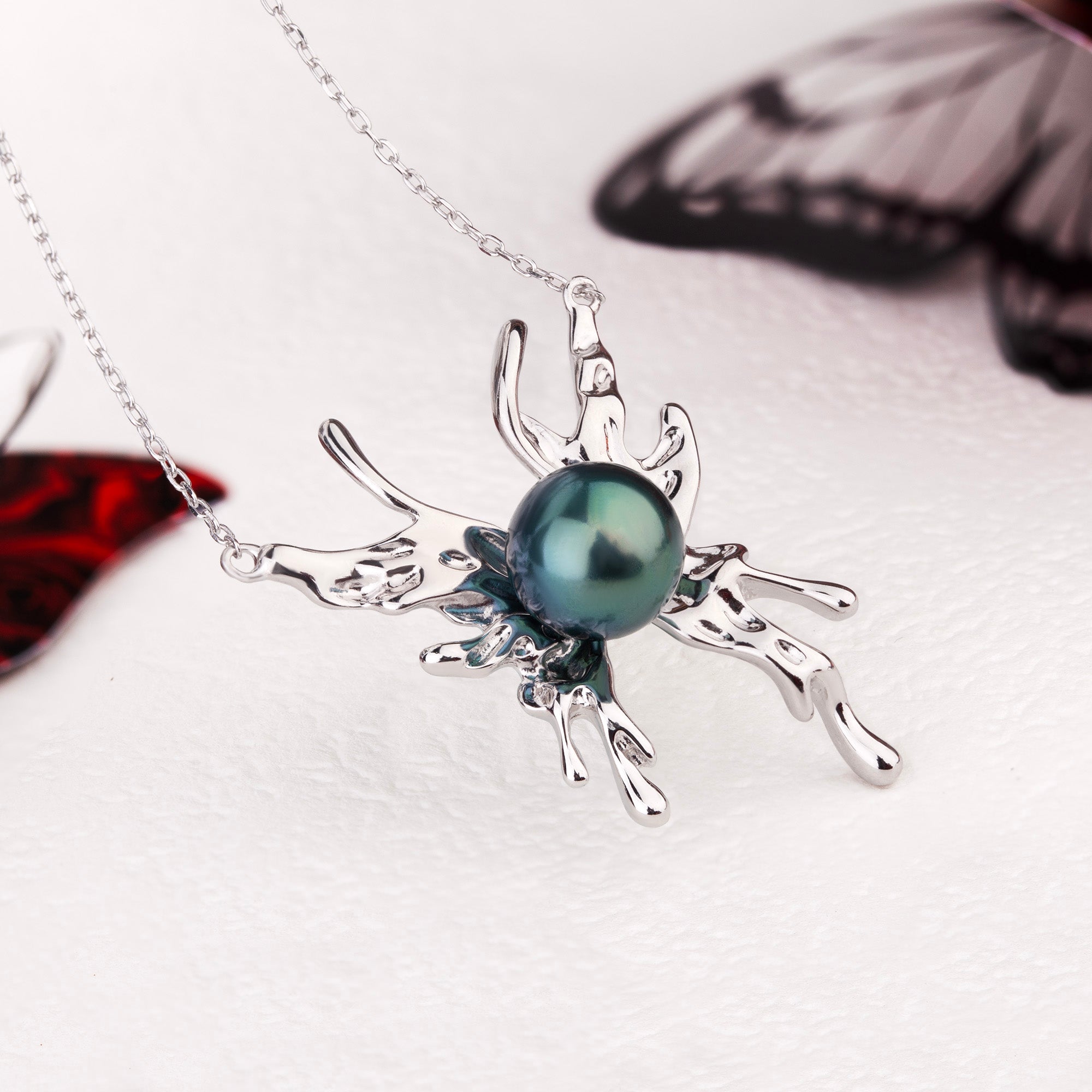 Tahitian Pearl Butterfly Wing Necklace
