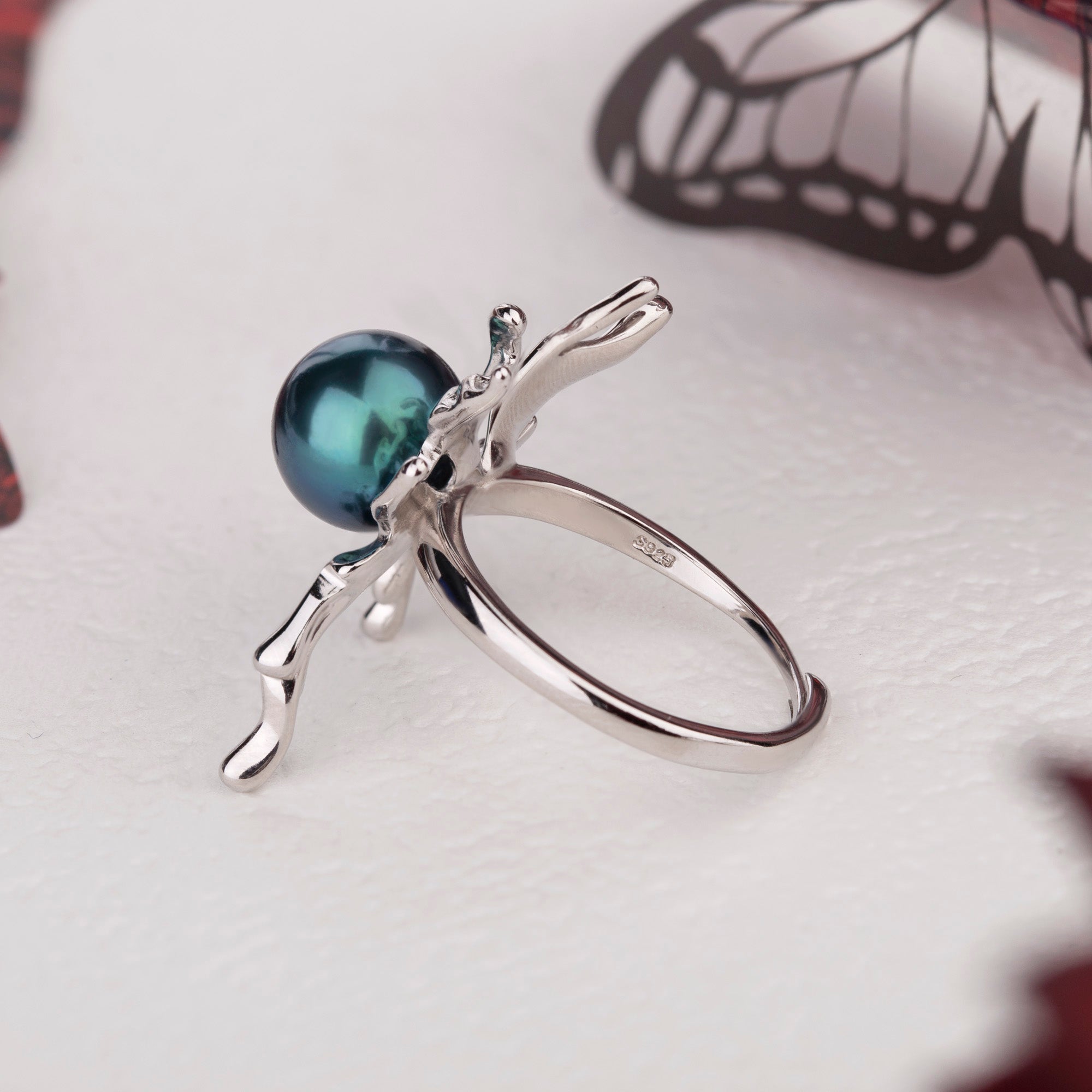 Tahitian Pearl Butterfly Wing Ring
