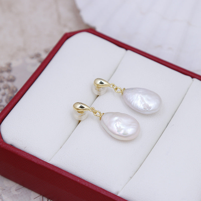 Teardrop Baroque Pearl Studs Earrings