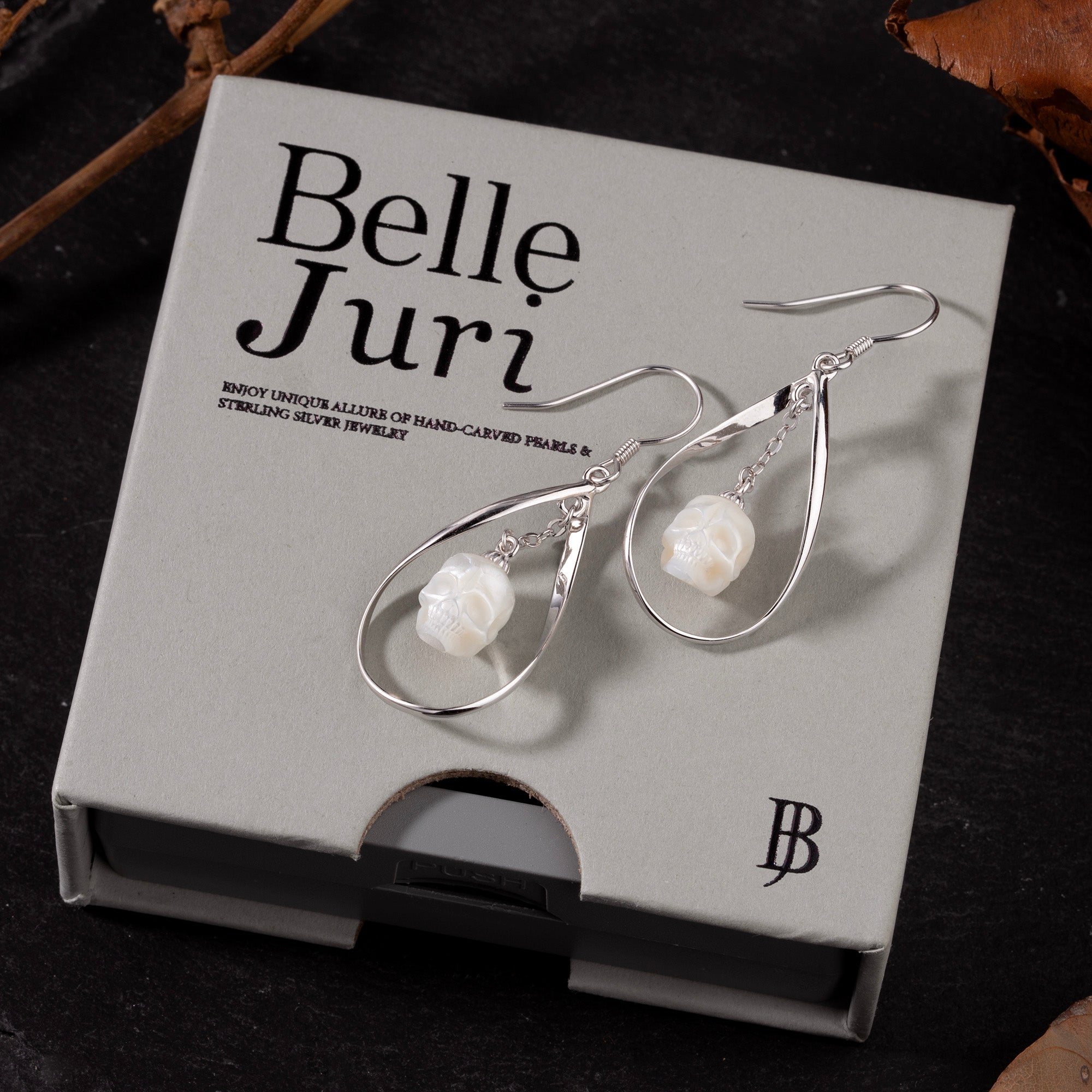 Teardrop Pearl Skull Drop Earrings