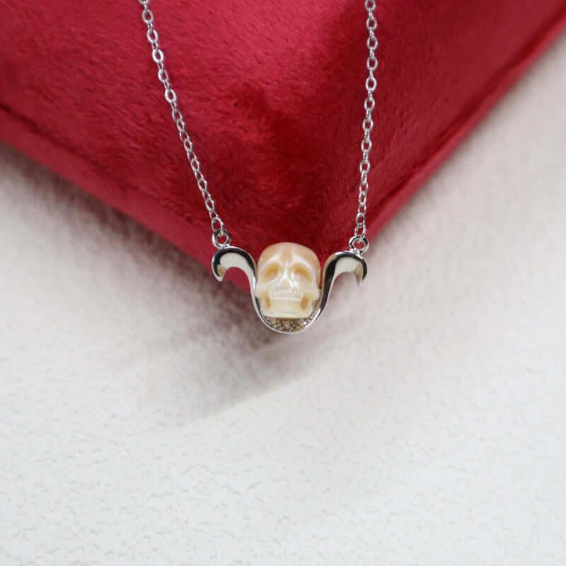 Belle Juri 12 Zodiac Signs The Aries Pearl Skull Necklace