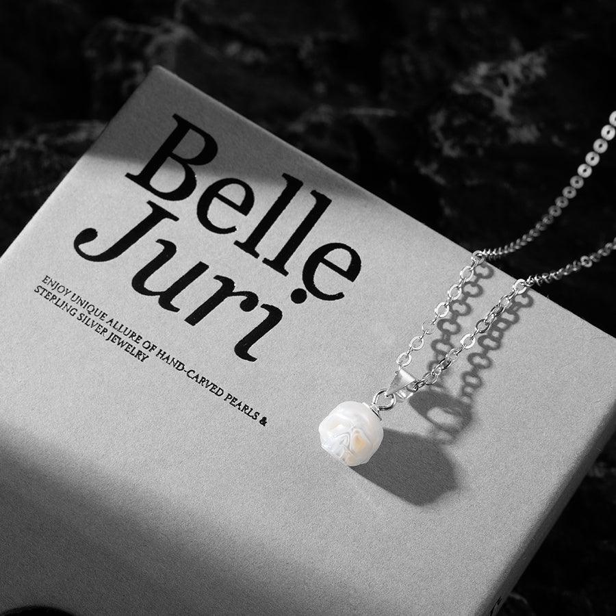 Belle Juri Gothic Minimalist Pearl Cranium Necklace