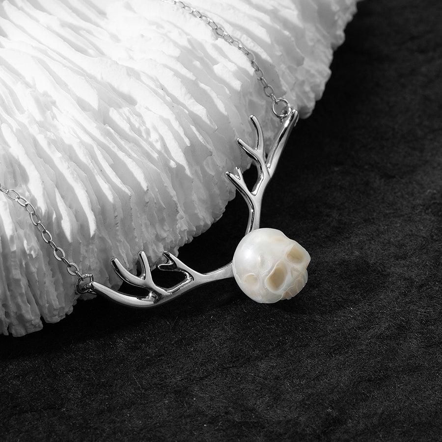 Belle Juri Reindeer Antler Pearl Cranium Necklace