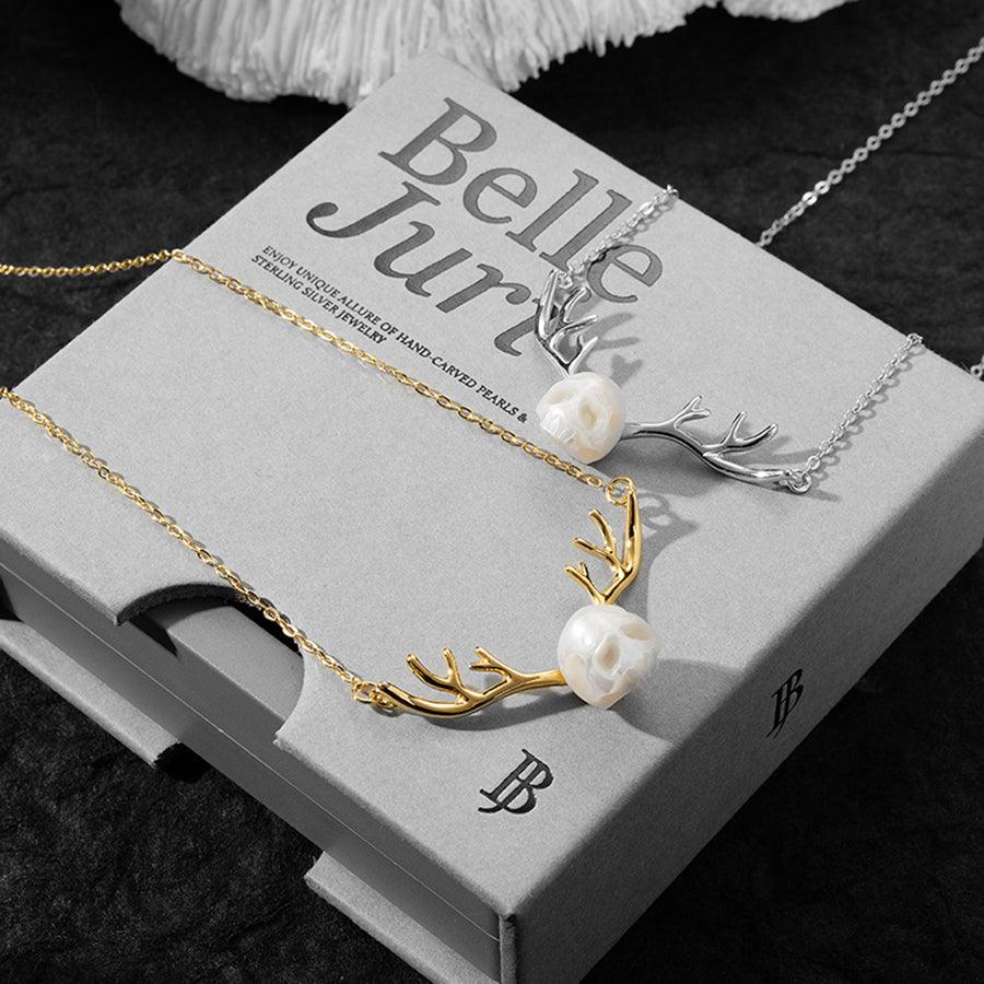 Belle Juri Reindeer Antler Pearl Cranium Necklace