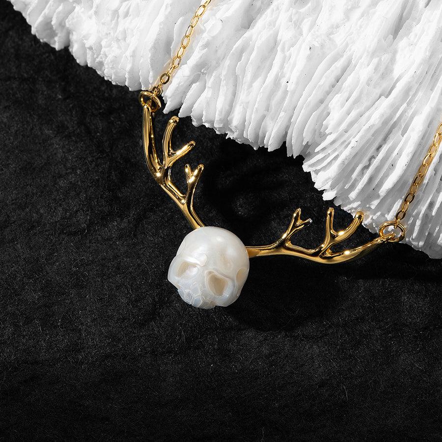 Belle Juri Reindeer Antler Pearl Cranium Necklace