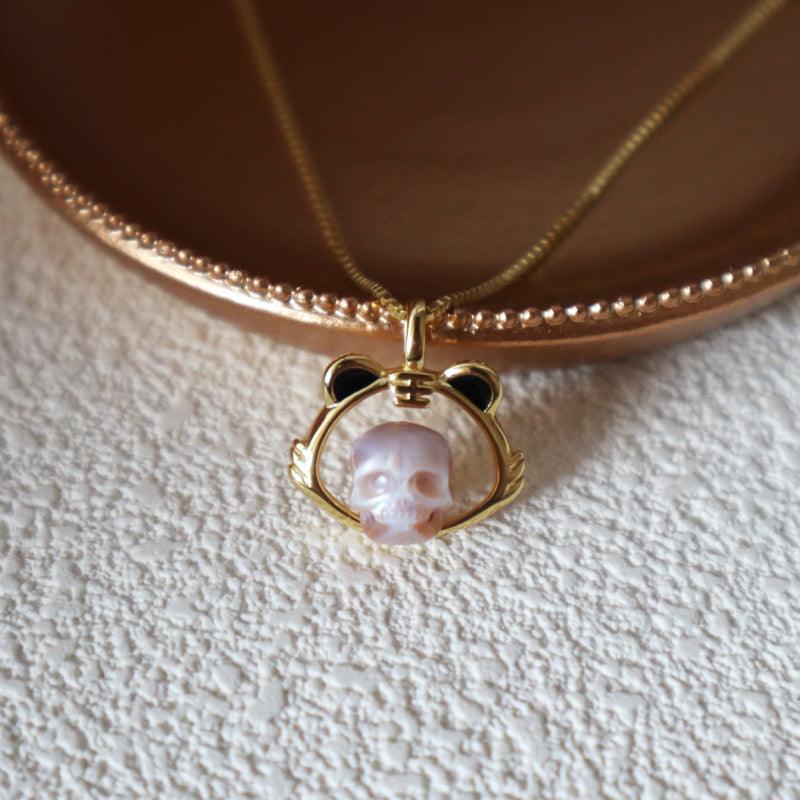 Belle Juri Tiger Pearl Skull Necklace
