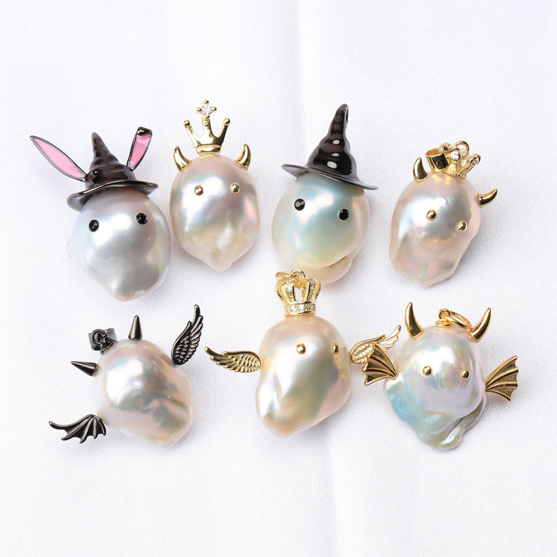 Whimsical Baroque Pearl Monster Pendant