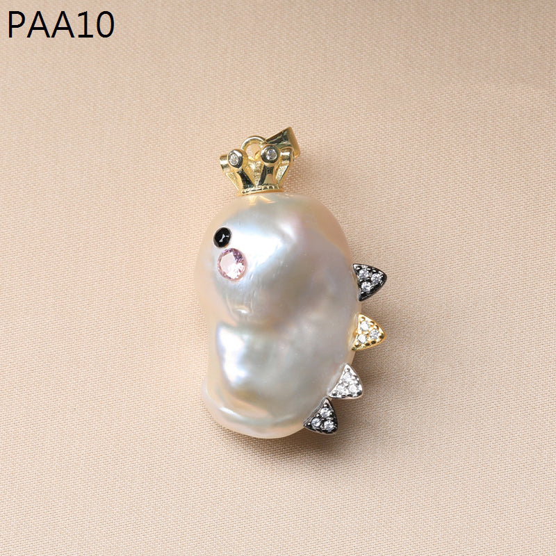 Whimsical Baroque Pearl Monster Pendant