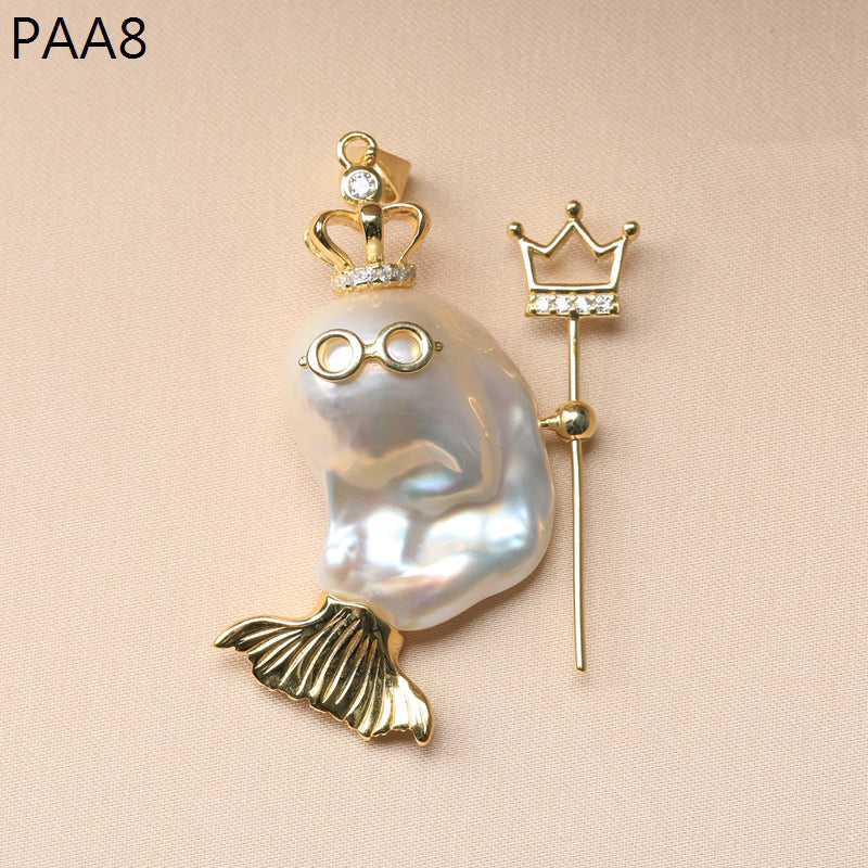 Whimsical Baroque Pearl Monster Pendant