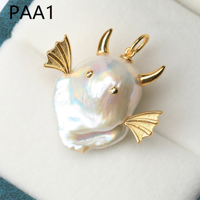 Whimsical Baroque Pearl Monster Pendant