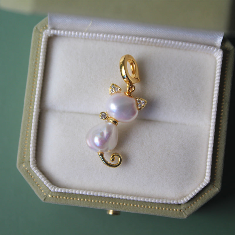 Collana perla barocca di gatto capriccioso