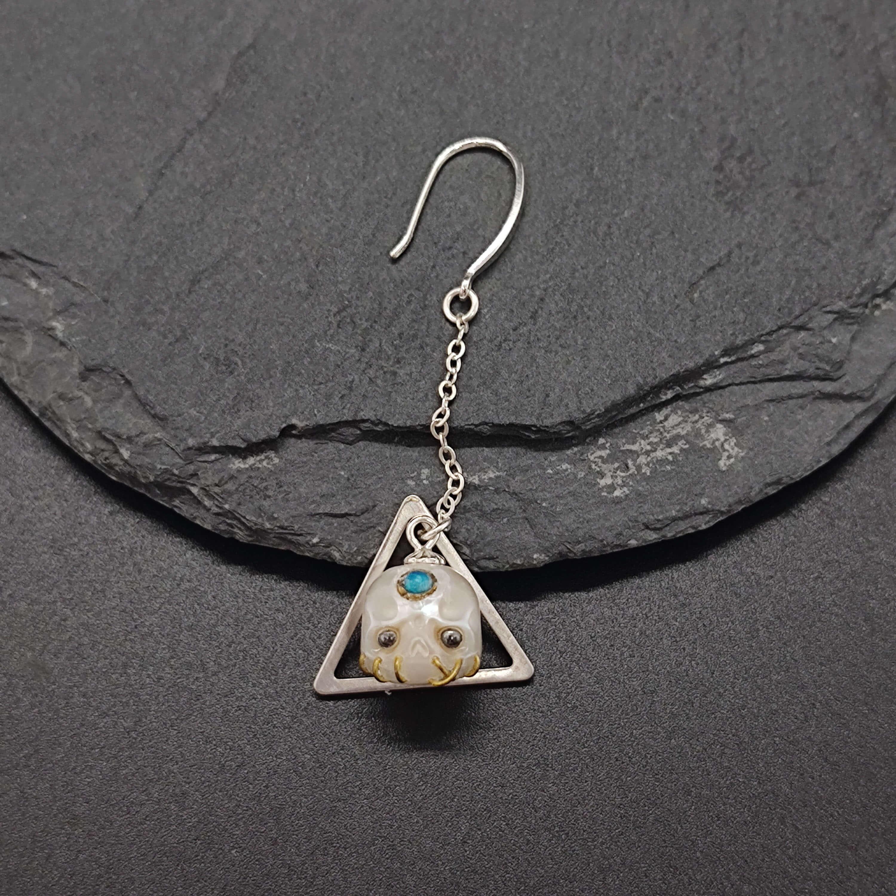 Belle Juri Golden & Black Eyes Śmaśana Triangle Drop Earrings