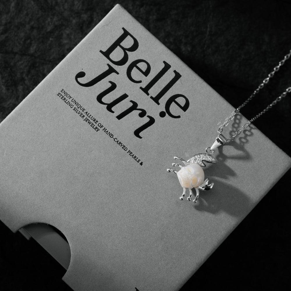 12 Zodiac Sign Cancer Pearl Skull Necklace-Belle Juri