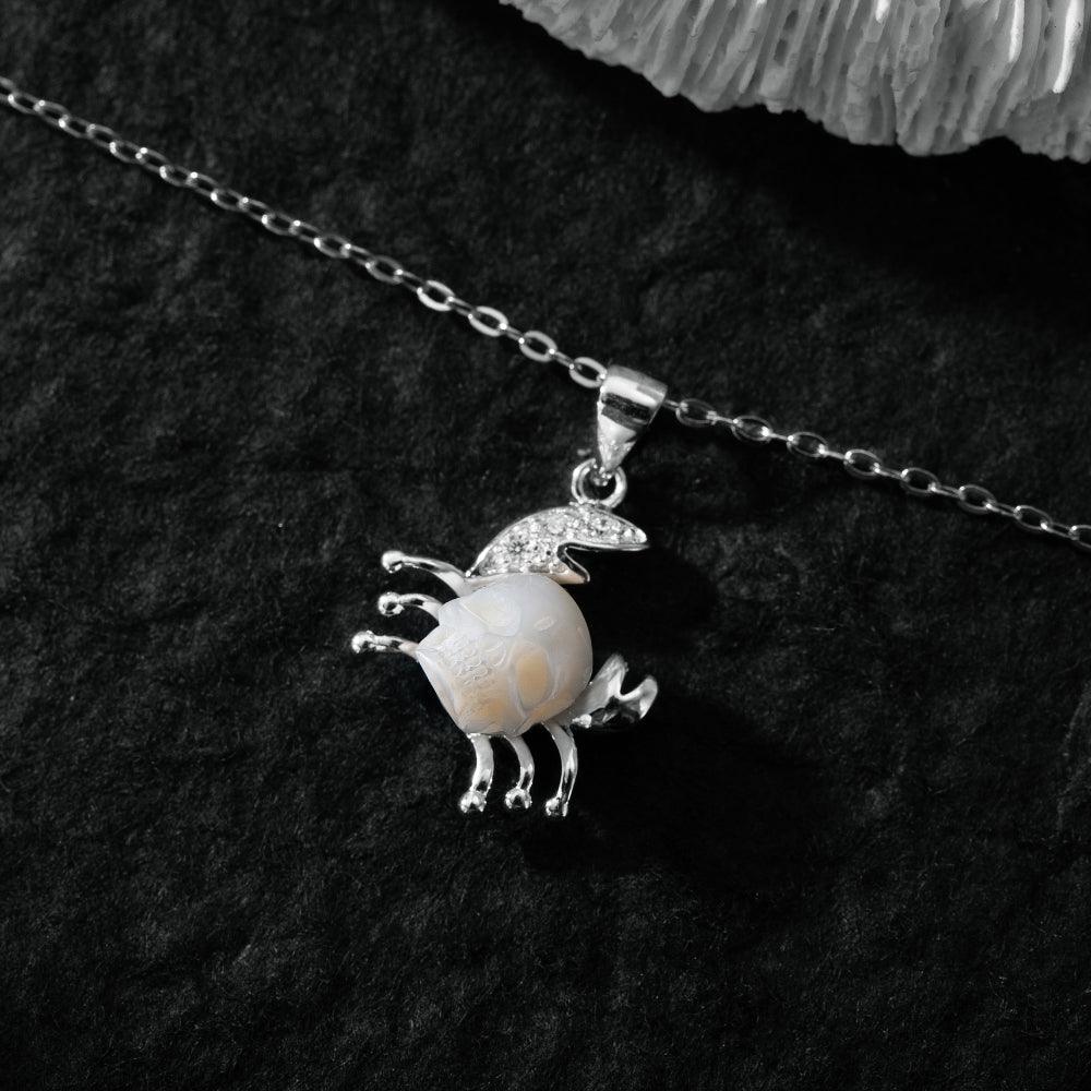 12 Zodiac Sign Cancer Pearl Skull Necklace-Belle Juri