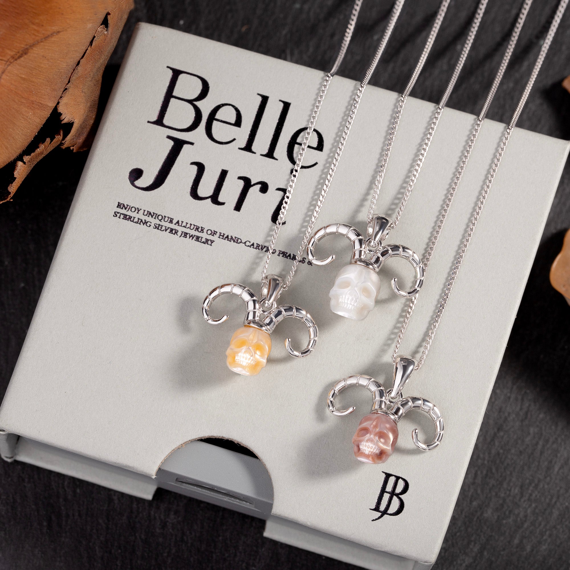 12 Signos del zodiaco Collar de cráneo de perlas Aries