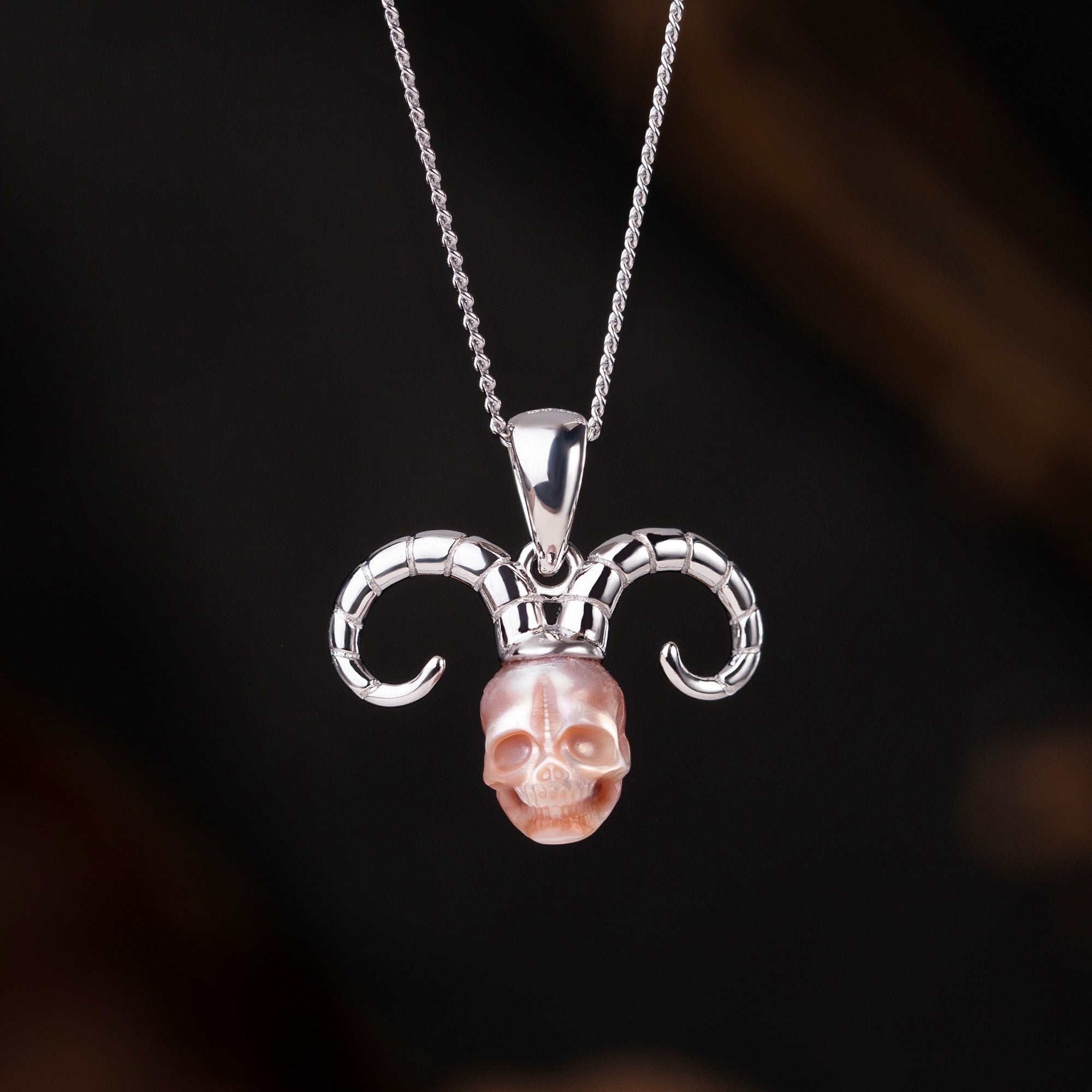 12 Signos del zodiaco Collar de cráneo de perlas Aries