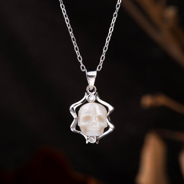 12 Zodiac Signs Astrology Pearl Skull Gemini Necklace