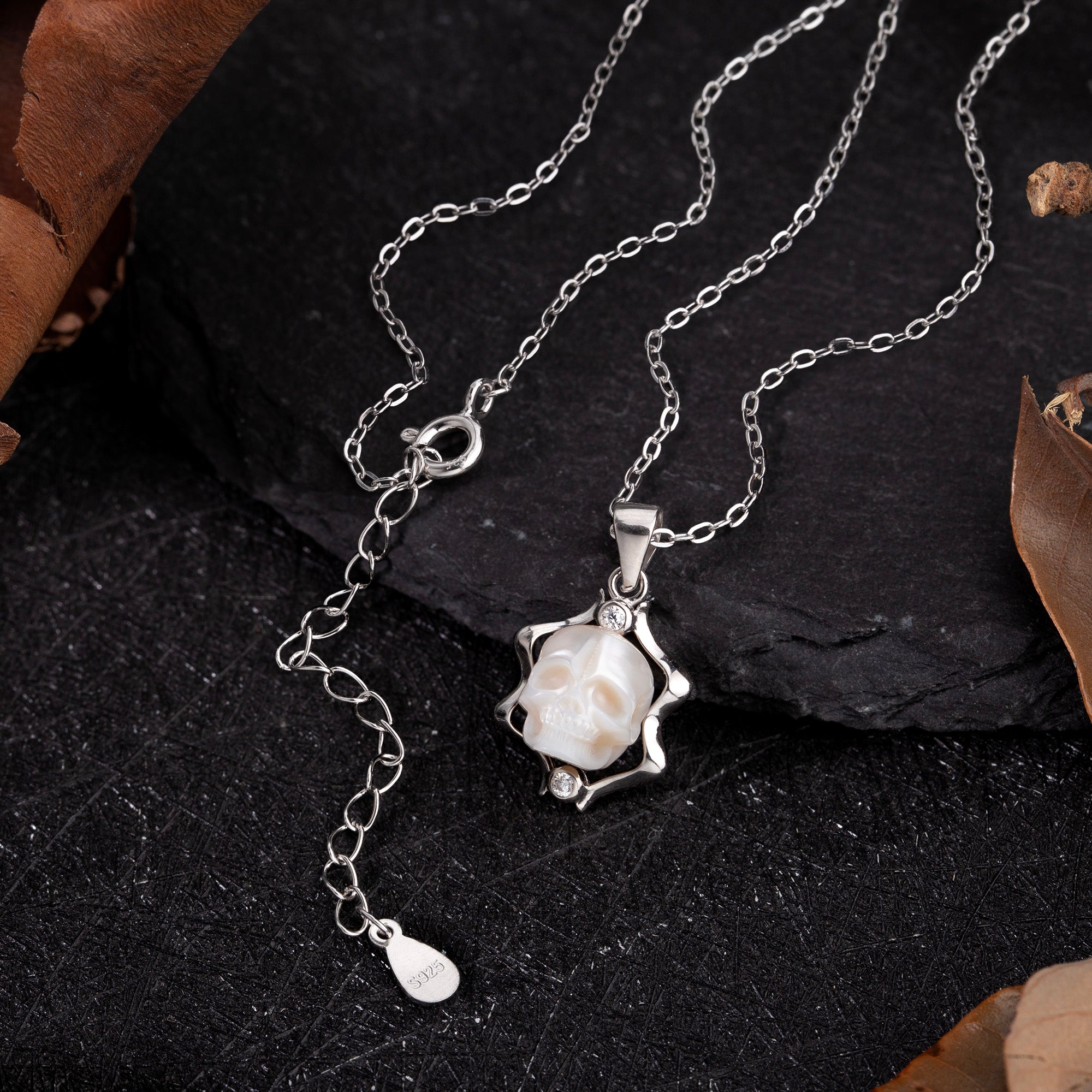 12 Zodiac Signs Astrology Pearl Skull Gemini Necklace