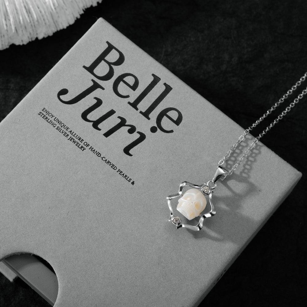 12 Zodiac Signs Gemini Pearl Skull Necklace-Belle Juri