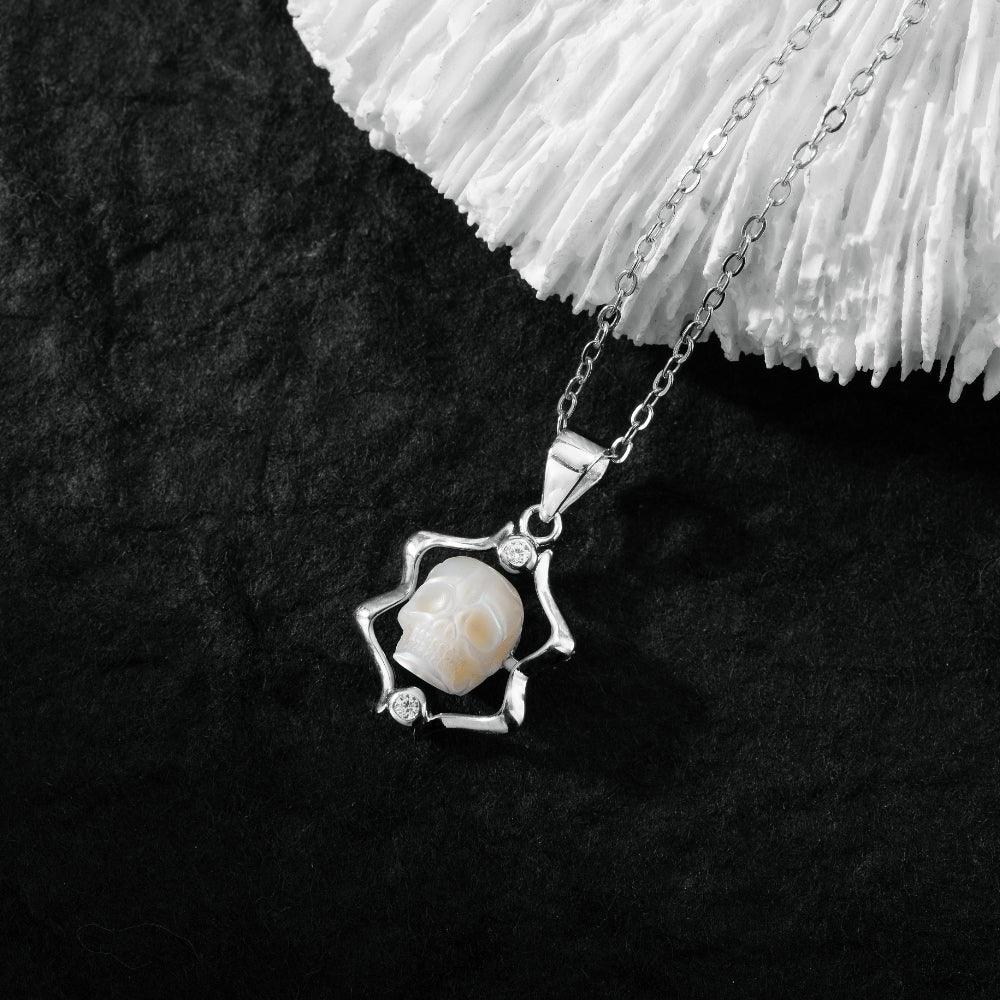 12 Zodiac Signs Gemini Pearl Skull Necklace-Belle Juri