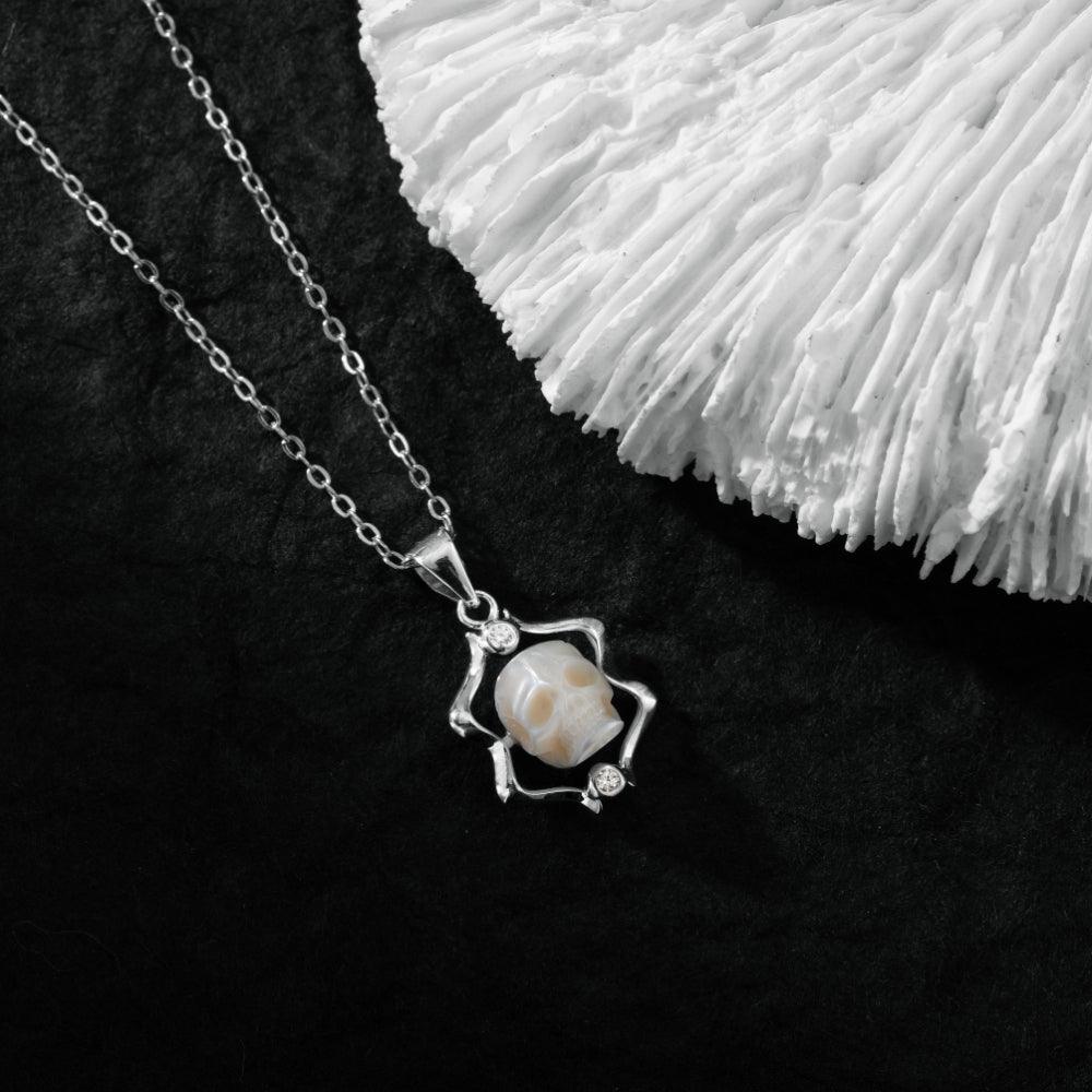 12 Zodiac Signs Gemini Pearl Skull Necklace-Belle Juri