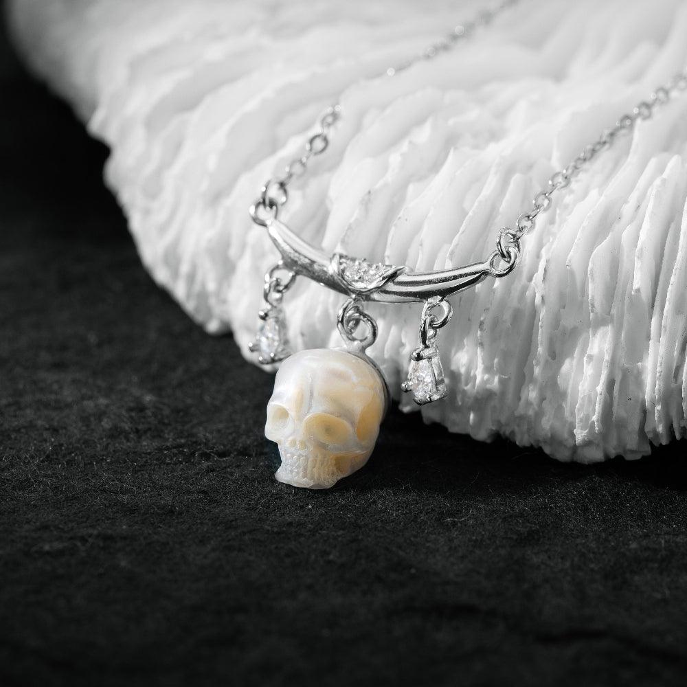 12 Zodiac Signs Libra Pearl Skull Necklace-Belle Juri