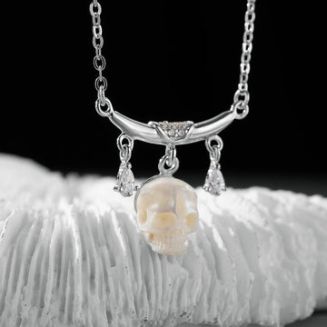 12 Zodiac Signs Libra Pearl Skull Necklace-Belle Juri