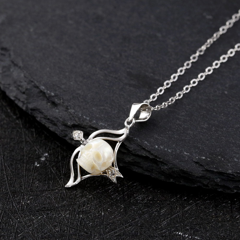 12 Zodiac Signs Sagittarius Pearl Skull CZ Necklace