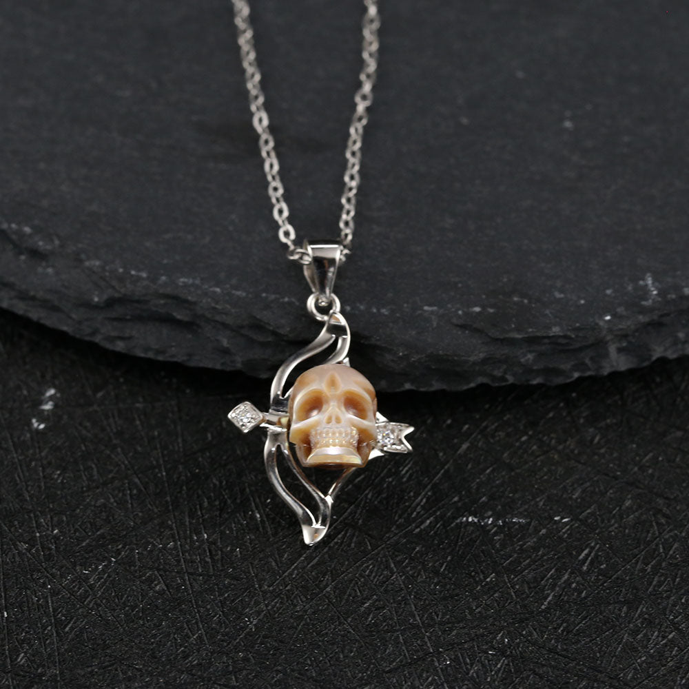 12 Zodiac Signs Sagittarius Pearl Skull CZ Necklace