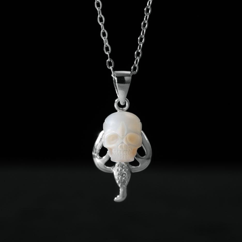 12 Zodiac Signs Scorpio Pearl Skull Necklace-Belle Juri