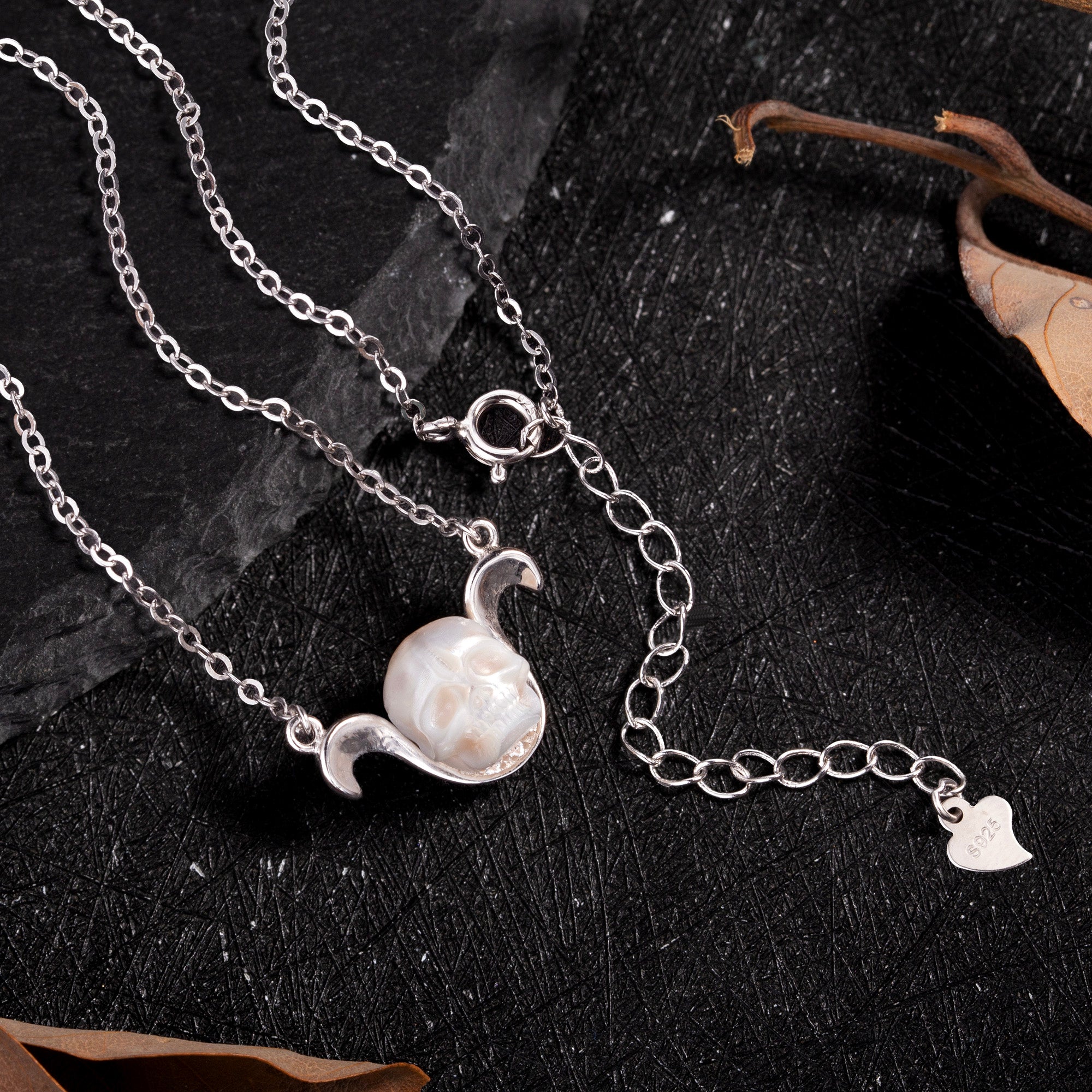 12 Zodiac Signs The Aries Pearl Skull Necklace