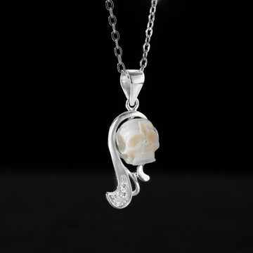 12 Zodiac Signs Virgo Pearl Skull Necklace-Belle Juri