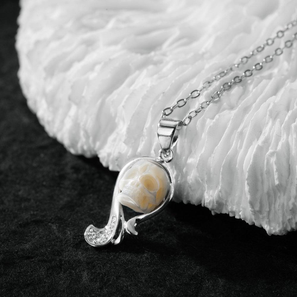 12 Zodiac Signs Virgo Pearl Skull Necklace-Belle Juri