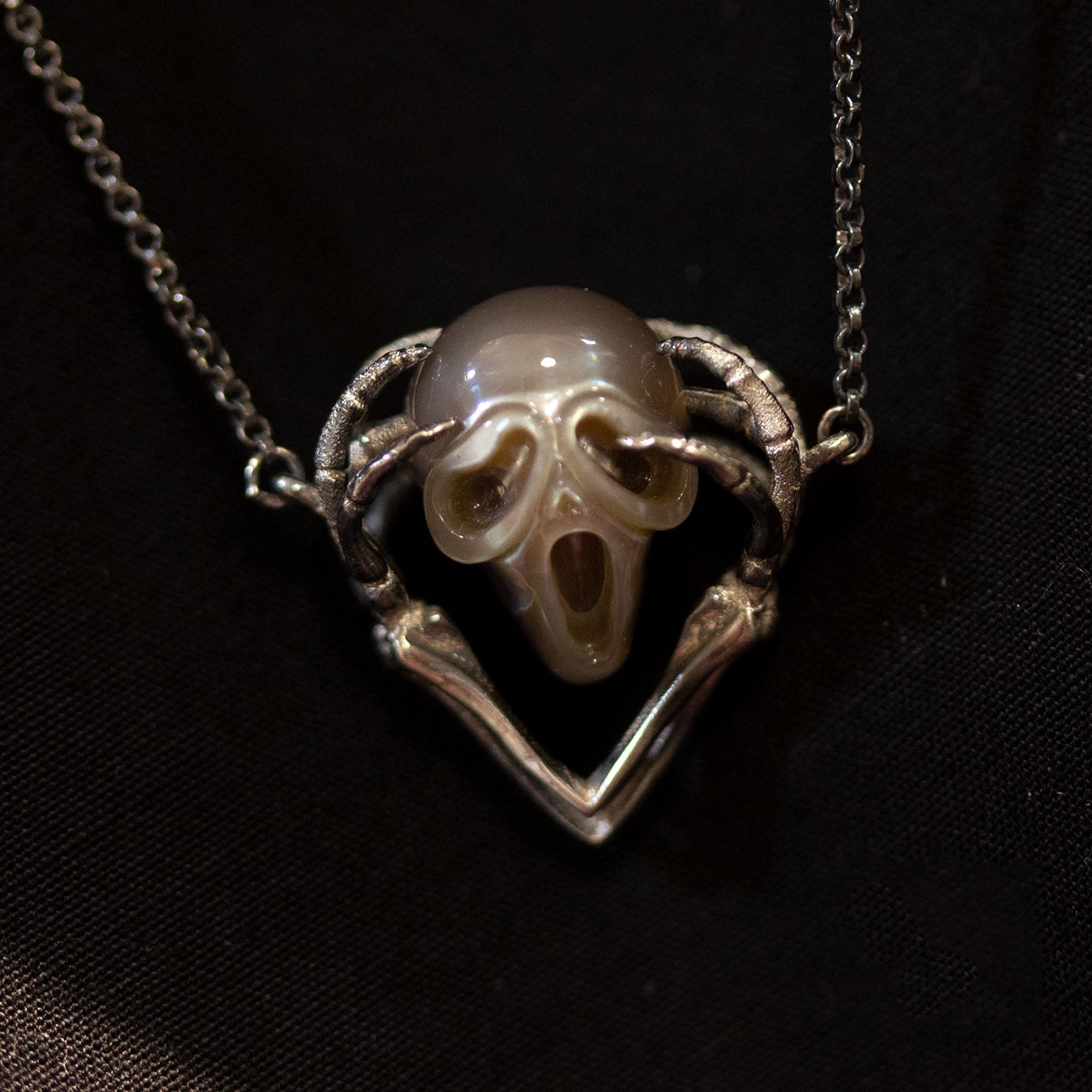 The Scream Art-Inspired Pearl Skull Jewelry Set