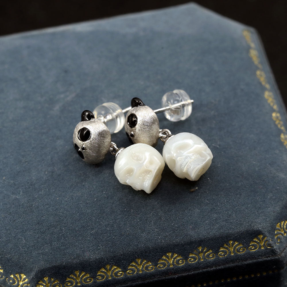 Adorable Panda Pearl Skull Stud Earrings