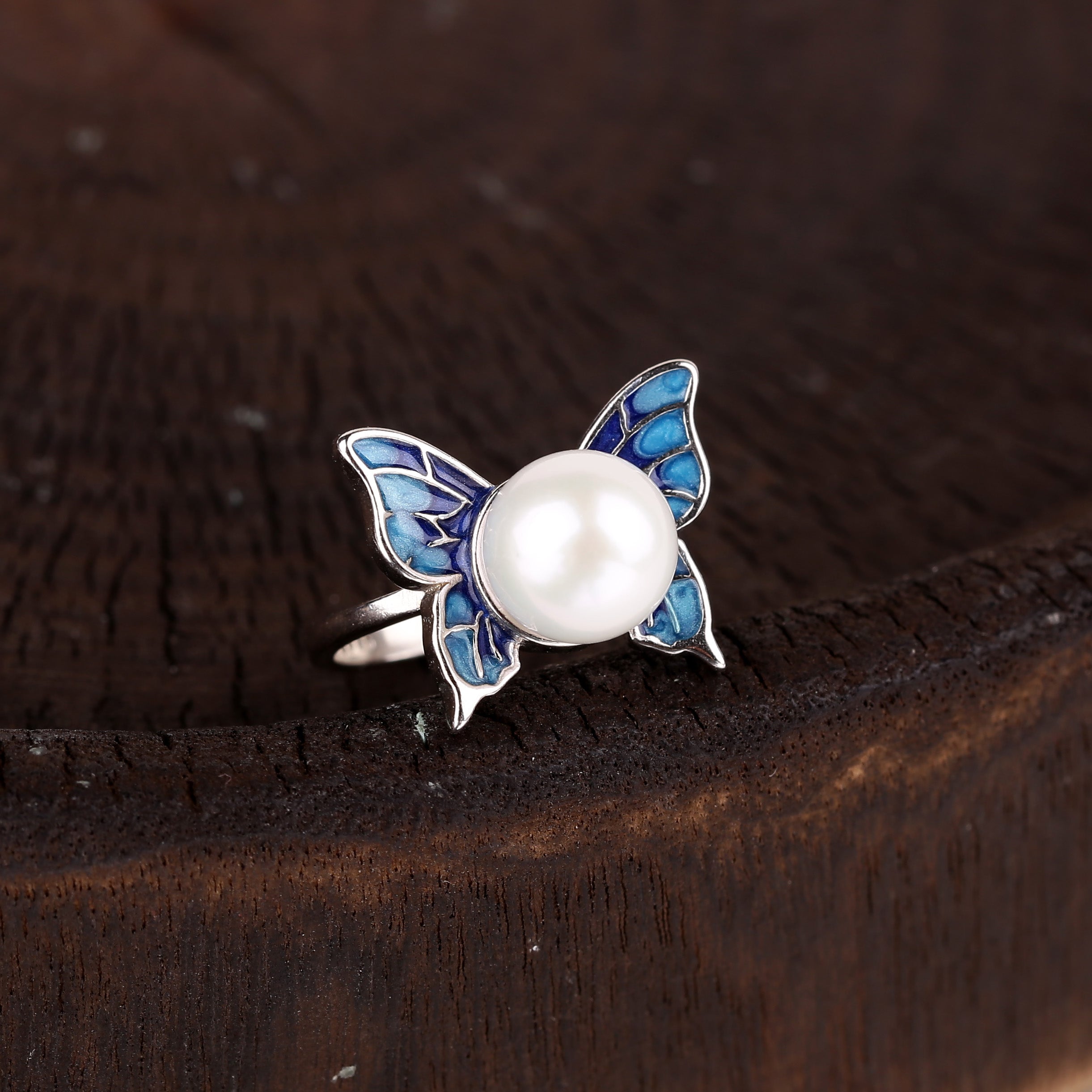 Art Deco Butterfly Pearl Ring