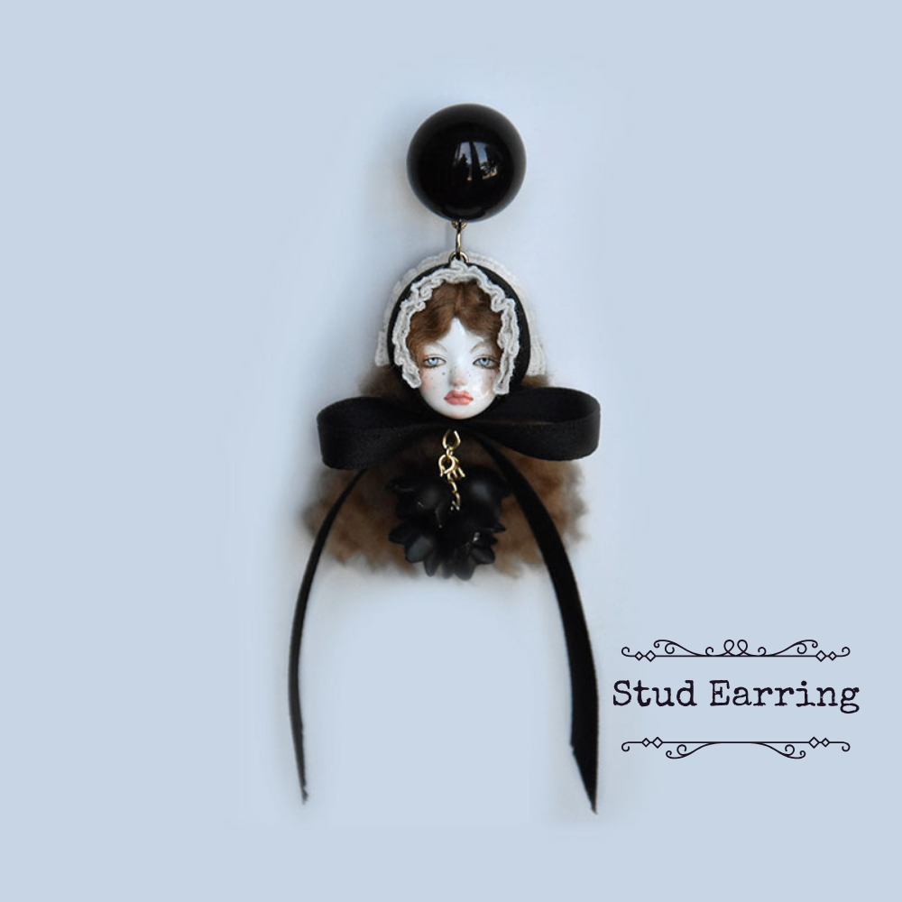 Artisan Crafted Dark Lolita Fashion Doll Earrings