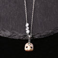 Asymmetrical Carved Pearl Skull Śmaśana CZ Pendant Necklace