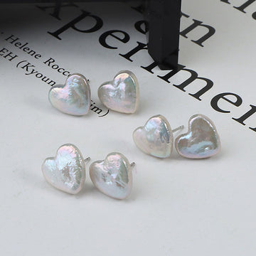 Pendientes de perlas de corazón barroco