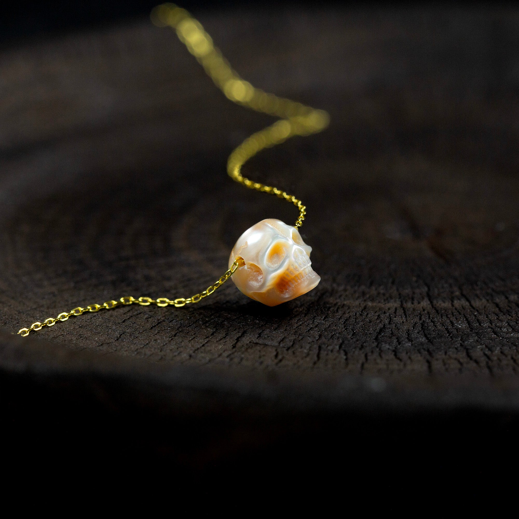 Minimalist Pearl Skull Necklace