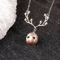 Christmas Reindeer Antler Carved Pearl Skull Śmaśana Necklace