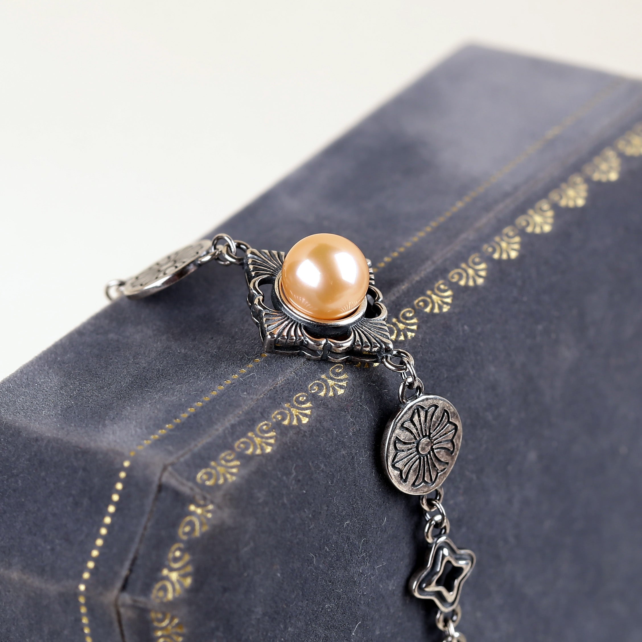 Chrome Heart Pearl Chain Bracelet