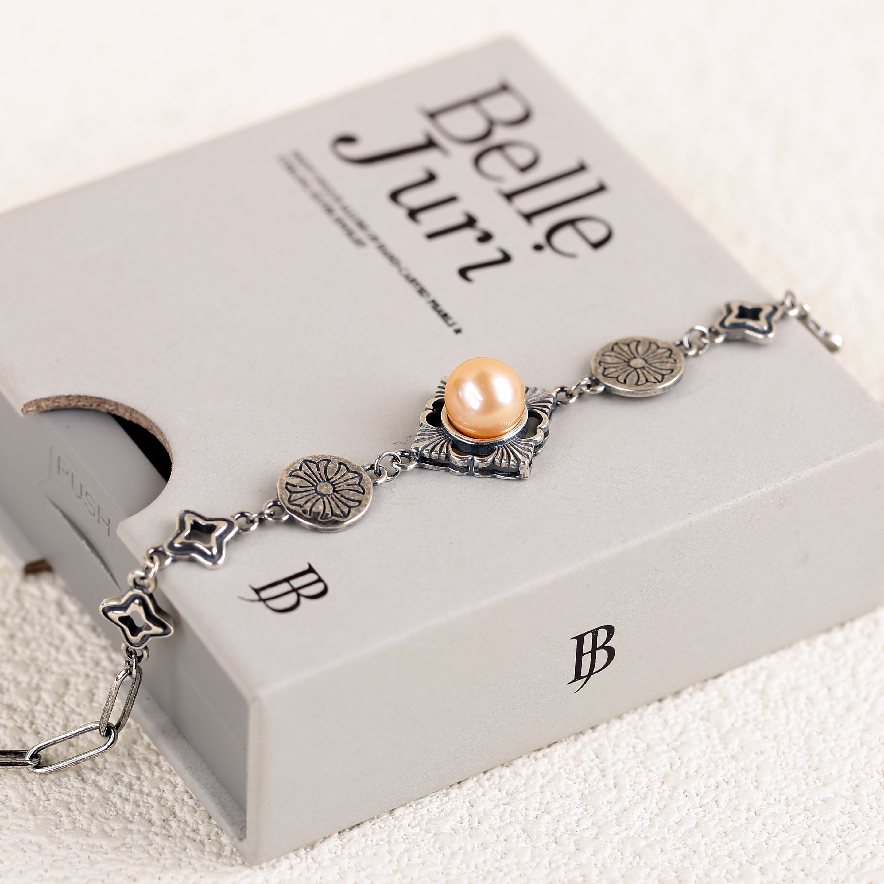 Chrome Heart Pearl Chain Bracelet