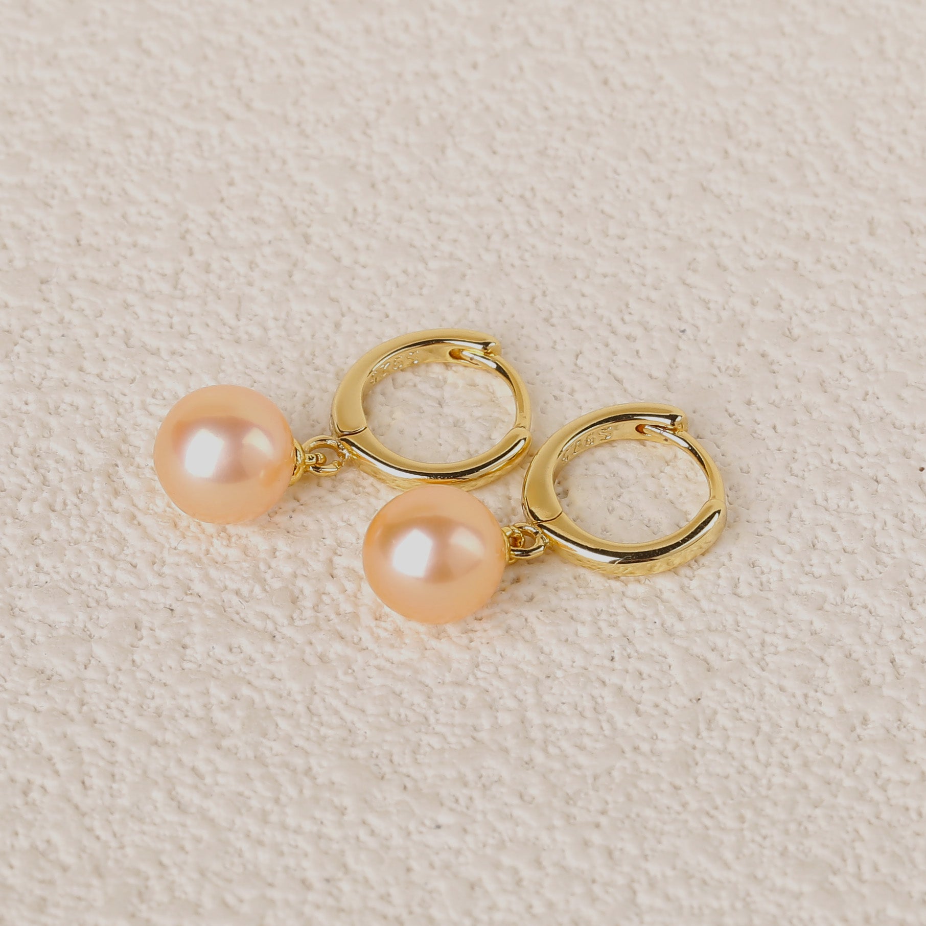Classic Round Pearl Drop Huggie Hoop Earrings