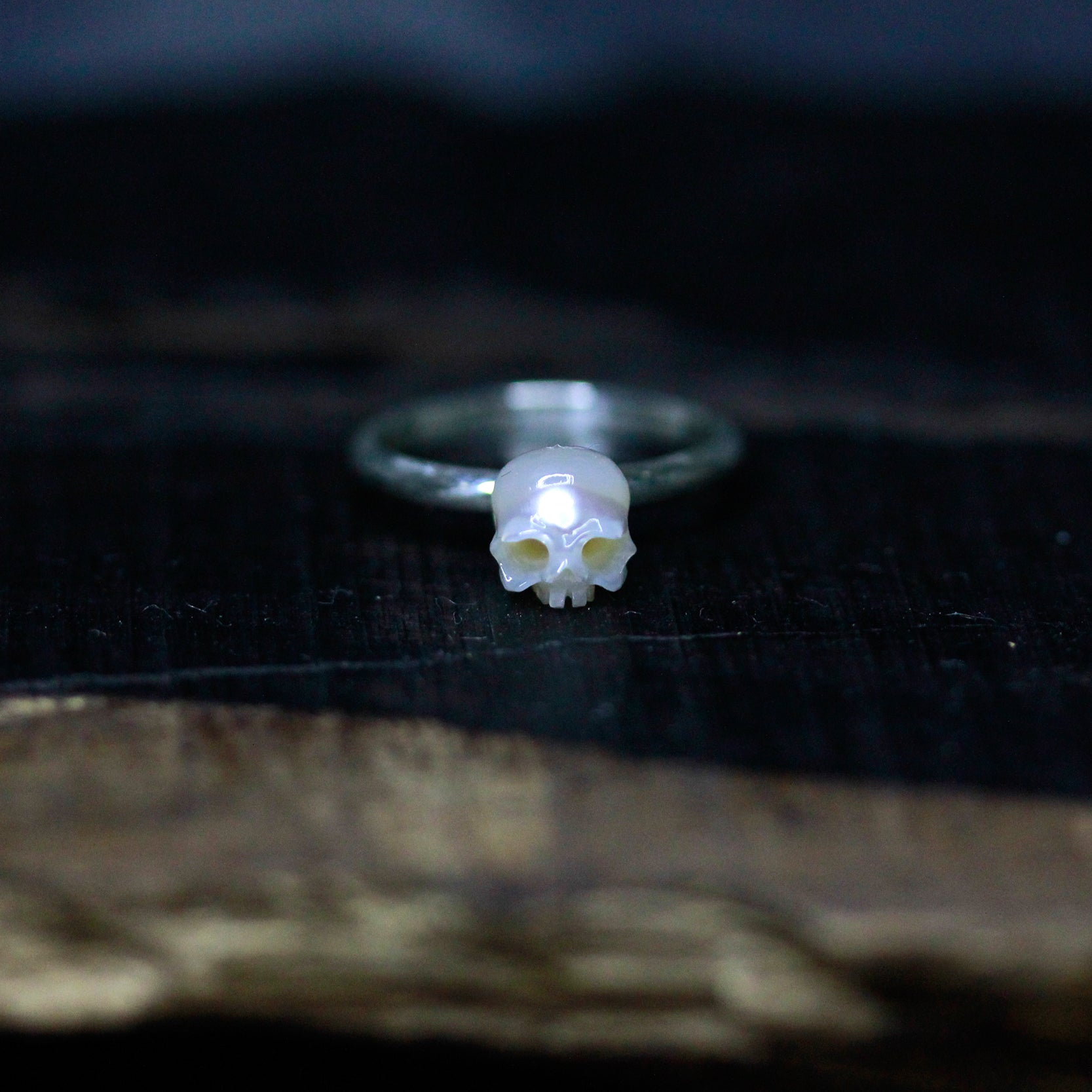 Classic Minimalist Pearl Skull Ring