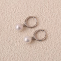 Classic Round Pearl Drop Huggie Hoop Earrings